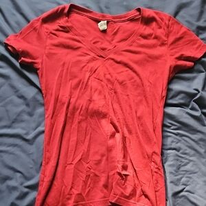 Elegant Scarlet V-Neck Tee